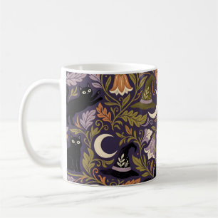 William Morris Inspired Midnight Cat Coven Coffee Mug