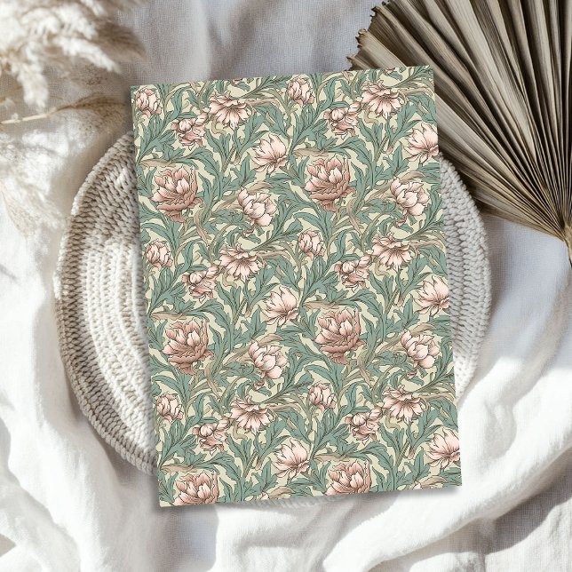 William Morris inspired pale pink pastel green Tissue Paper (William Morris inspired pale pink pastel green Tissue Paper)