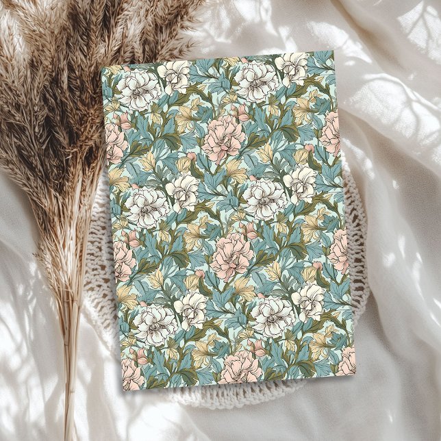 William Morris inspired pale pink white dusty blue Tissue Paper (William Morris inspired pale pink white dusty blue Tissue Paper)