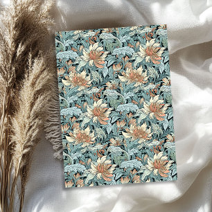 William Morris inspired pastel blue ivory peach Tissue Paper