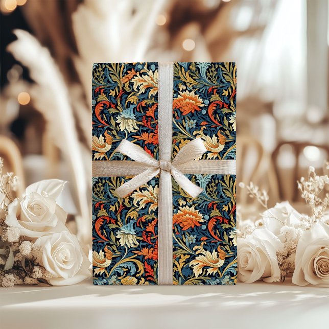 William Morris inspired pastel copper ivory flower Wrapping Paper (William Morris inspired pastel copper ivory flower Wrapping Paper)