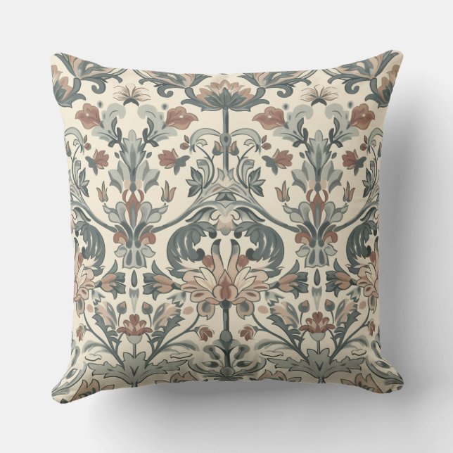 William Morris Inspired Pillow in Muted Colours (Back)