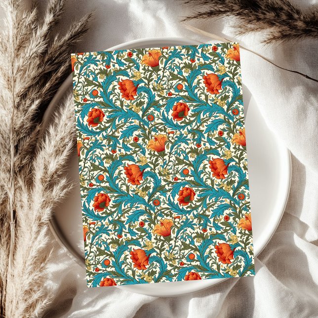 William Morris inspired terracotta pastel blue Tissue Paper (William Morris inspired terracotta pastel blue Tissue Paper)