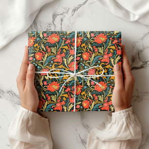 William Morris inspired terracotta pastel blue Wrapping Paper