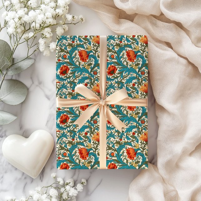 William Morris inspired terracotta pastel blue Wrapping Paper (William Morris inspired terracotta pastel blue Wrapping Paper)