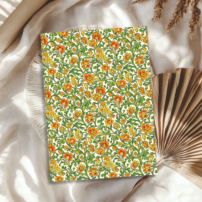 William Morris inspired vibrant green yellow peach Tissue Paper (William Morris inspired vibrant green yellow peach Tissue Paper)