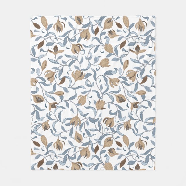 William Morris Inspired White Fleece Blanket (Front)