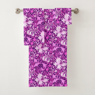 William Morris Iris and Lily, Amethyst Purple Bath Towel Set