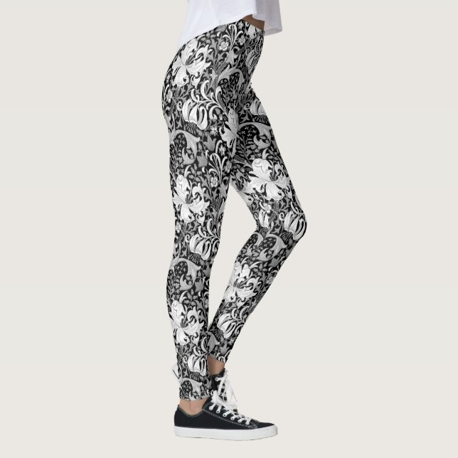 William Morris Iris and Lily, Black and White Leggings (Right)