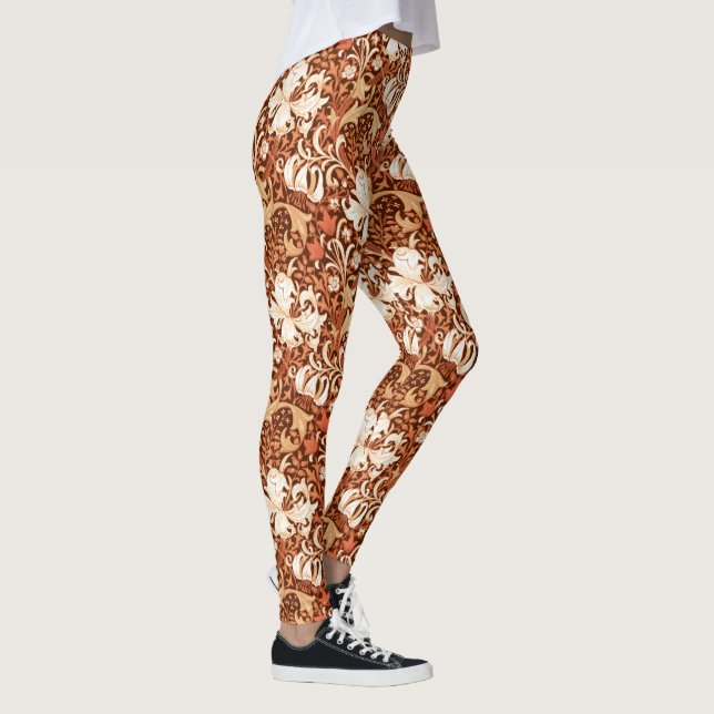 William Morris Iris and Lily, Brown and Tan Leggings (Right)