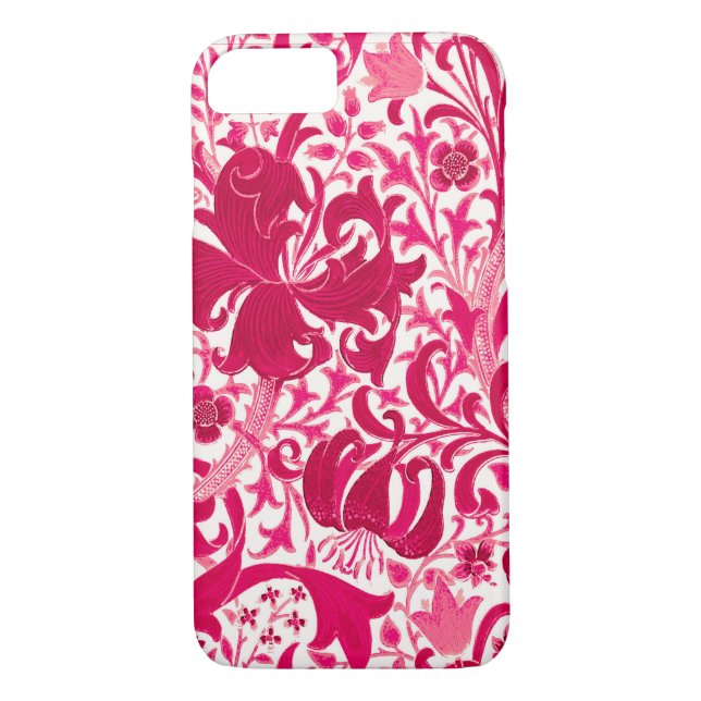 William Morris Iris and Lily, Fuchsia Pink Case-Mate iPhone Case (Back)