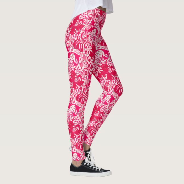 William Morris Iris and Lily, Fuchsia Pink Leggings (Right)