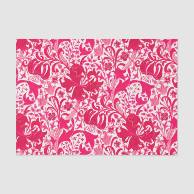 William Morris Iris and Lily, Fuchsia Pink Tissue Paper (Front)