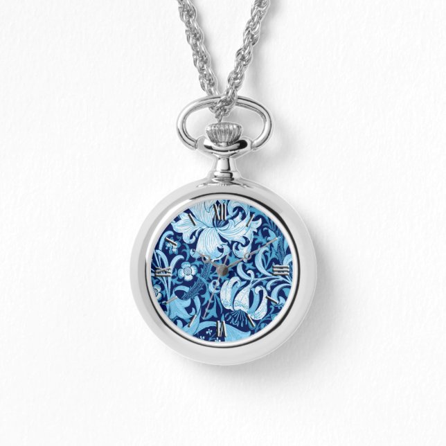 William Morris Iris and Lily, Indigo Blue Watch (Front)