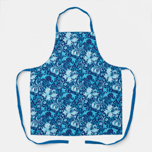 William Morris Iris and Lily, Indigo Blue & White Apron