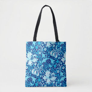 William Morris Iris and Lily, Indigo Blue & White Tote Bag