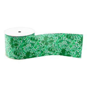 William Morris Iris and Lily, Jade Green Grosgrain Ribbon