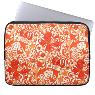 William Morris Iris and Lily, Mandarin Orange Laptop Sleeve