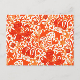 William Morris Iris and Lily, Mandarin Orange Postcard
