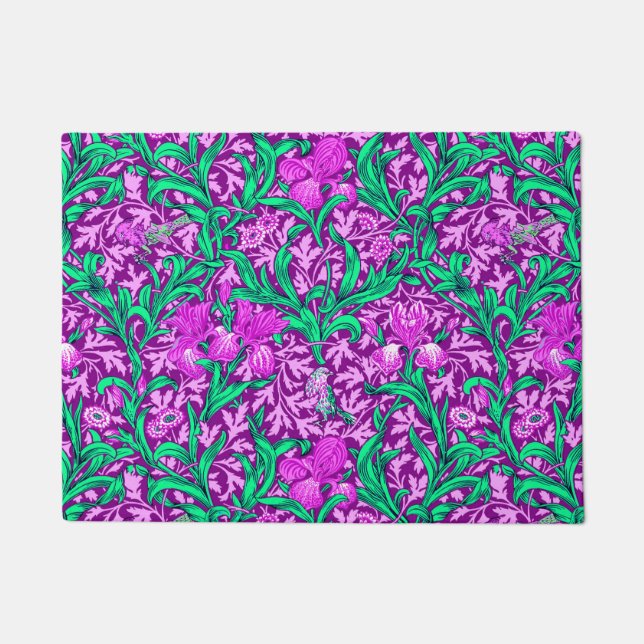 William Morris Irises, Amethyst Purple Doormat (Front)