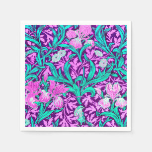 William Morris Irises, Amethyst Purple Napkin