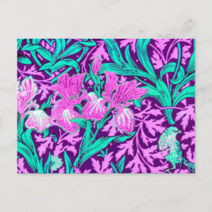 William Morris Irises, Amethyst Purple Postcard