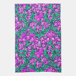 William Morris Irises, Amethyst Purple Tea Towel