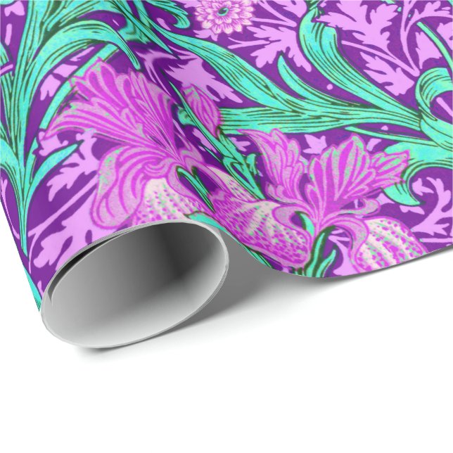 William Morris Irises, Amethyst Purple Wrapping Paper (Roll Corner)