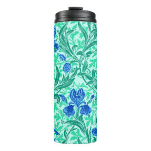 William Morris Irises, Cobalt Blue, Aqua and Teal Thermal Tumbler