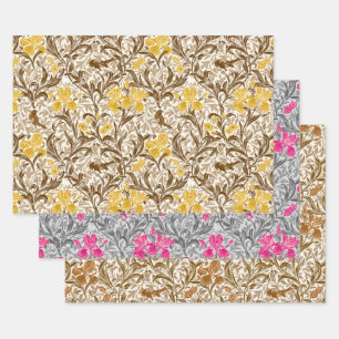 William Morris Irises, Gold, Grey, Rust   Wrapping Paper Sheet