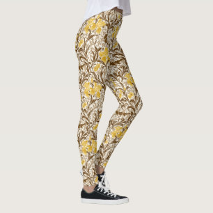 William Morris Irises, Mustard Gold, Brown & Beige Leggings