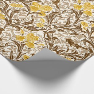 William Morris Irises, Mustard Gold, Brown & Beige Wrapping Paper