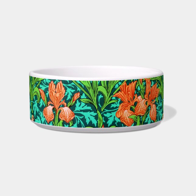 William Morris Irises, Orange and Turquoise Bowl (Right)