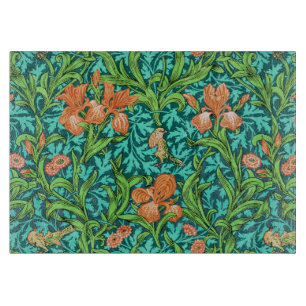 William Morris Irises, Orange and Turquoise Cutting Board