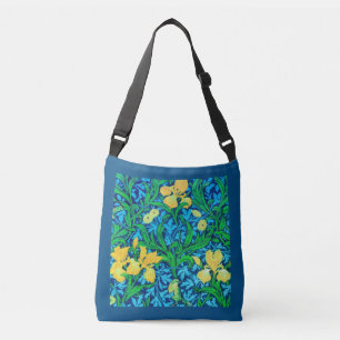 William Morris Irises, Yellow and Cobalt Blue Crossbody Bag