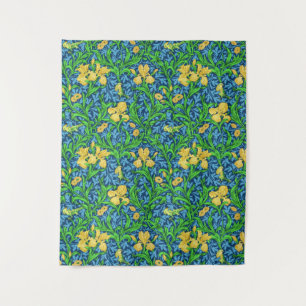 William Morris Irises, Yellow and Cobalt Blue Tapestry