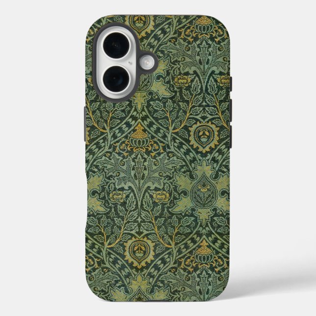William Morris Ispahan Teal Green Floral Art Case-Mate iPhone Case (Back)