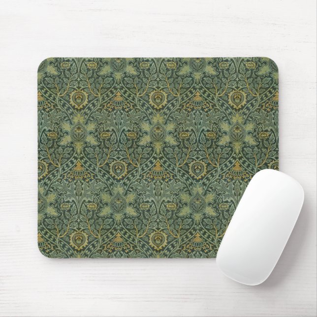 William Morris Ispahan Teal Green Floral Art Mouse Pad (With Mouse)