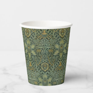 William Morris Ispahan Teal Green Floral Art Paper Cups