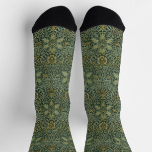 William Morris Ispahan Teal Green Floral Art Socks