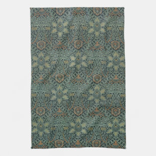 William Morris Ispahan Teal Green Floral Art Tea Towel