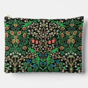William Morris Jacobean Floral, Black Background  Accessory Pouch