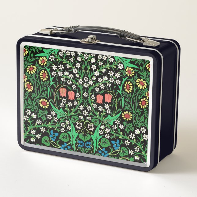 William Morris Jacobean Floral, Blackthorne Metal Lunch Box (Front)
