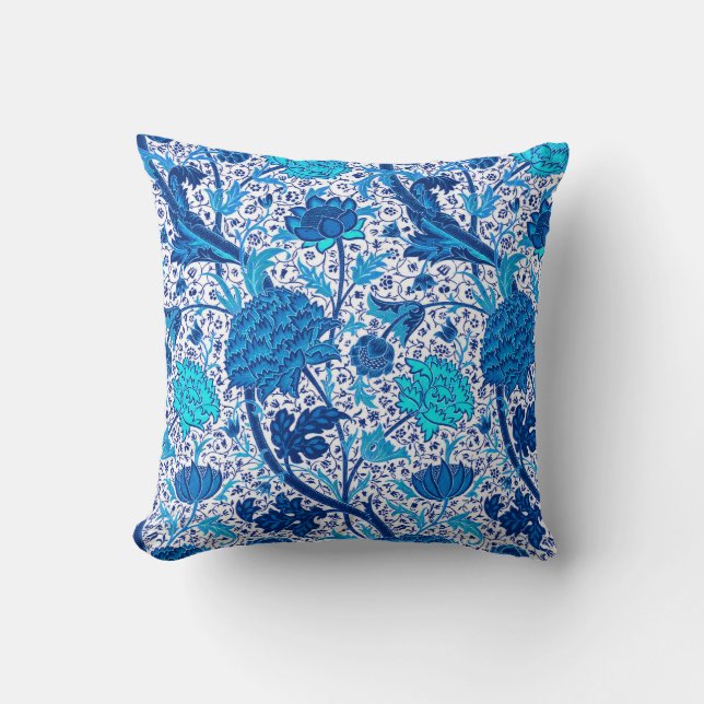 William Morris Jacobean Floral, Cobalt Blue Cushion (Front)