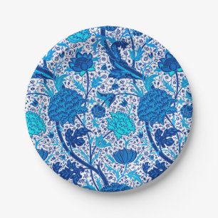 William Morris Jacobean Floral, Cobalt Blue Paper Plate