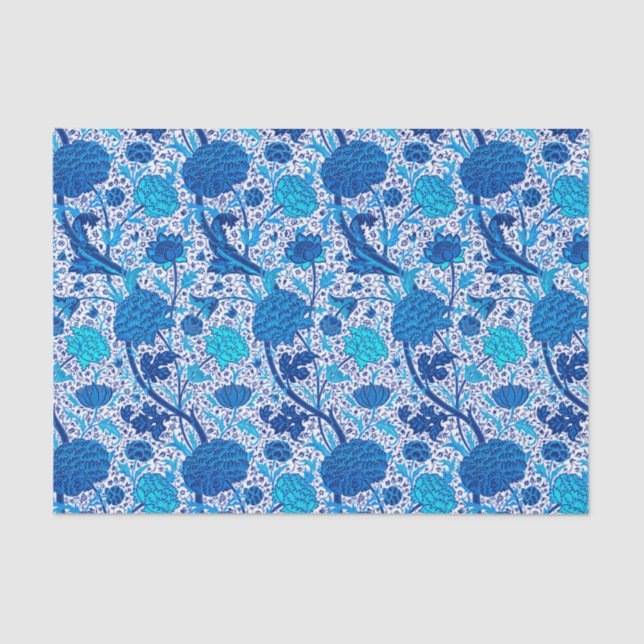 William Morris Jacobean Floral, Cobalt Blue Tissue Paper (Front)
