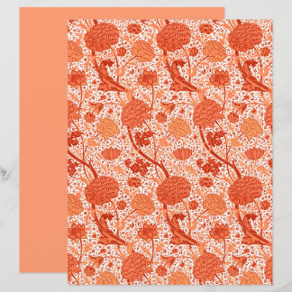 William Morris Jacobean Floral, Coral Orange