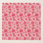 William Morris Jacobean Floral, Coral Pink Scarf<br><div class="desc">Square scarf in a William Morris,  Art Nouveau,  textile pattern - elegant,  stylised,  chrysanthemums,  sunflowers and leaves,  in pastel to deep coral pink and coral red,  on a white background</div>