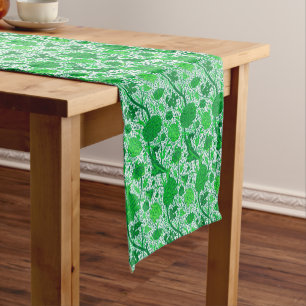 William Morris Jacobean Floral, Emerald Green Short Table Runner