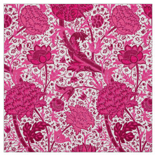 William Morris Jacobean Floral, Fuchsia Pink Fabric